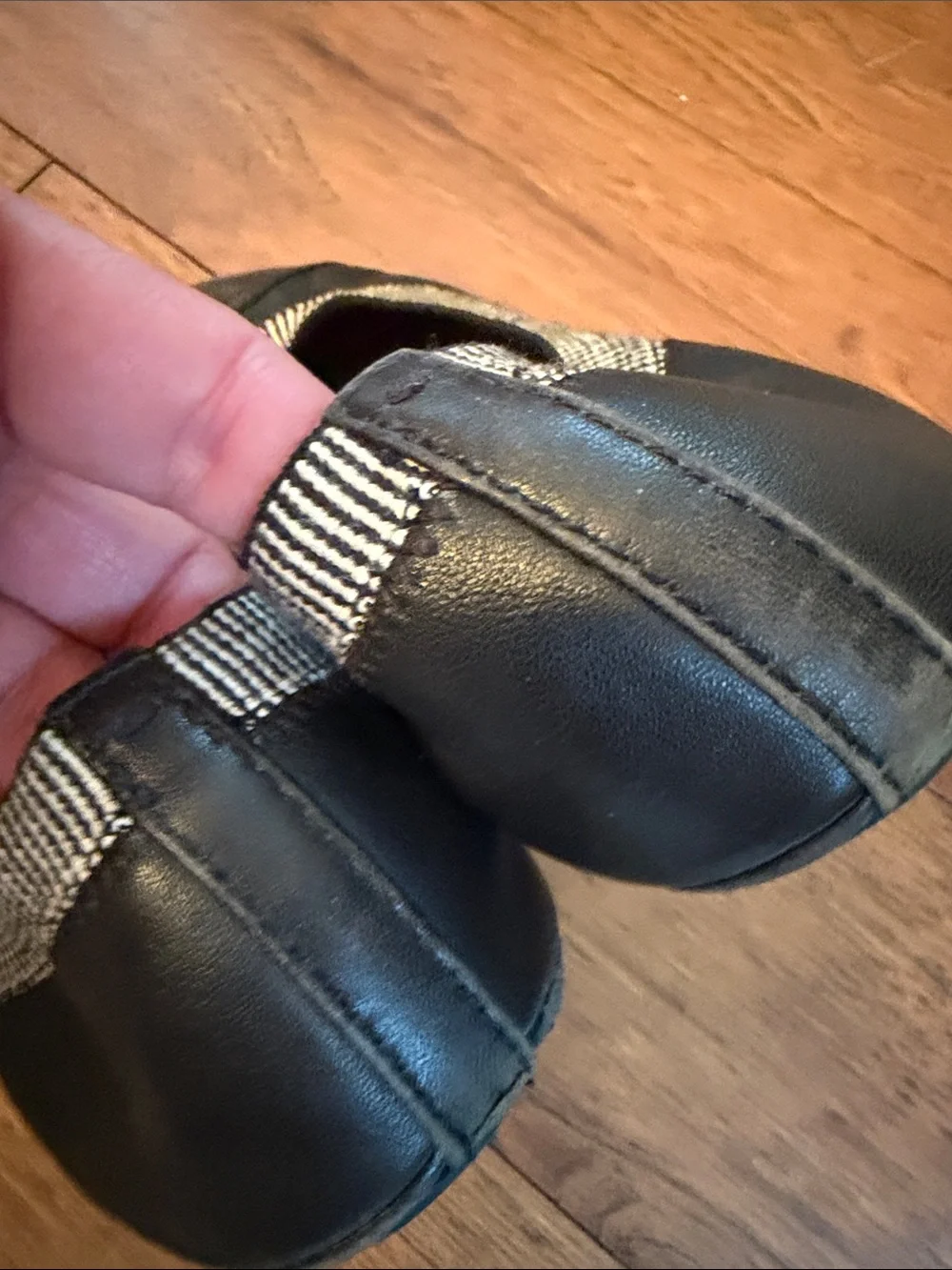 Authentic Tory Burch Black Logo Cap-Toe Ballet Flats